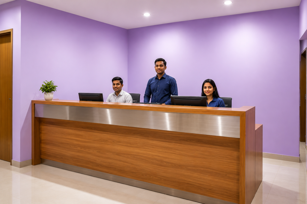 Admissions desk - welcoming 24/7 check-in
